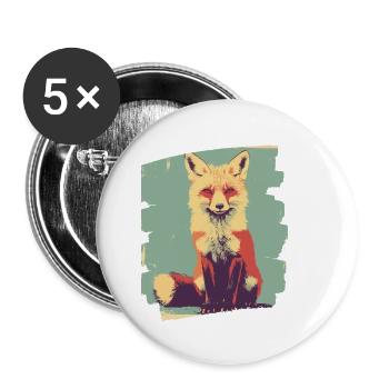 Renard Rétro - Lot de 5 petits badges (25 mm) - blanc - Devant