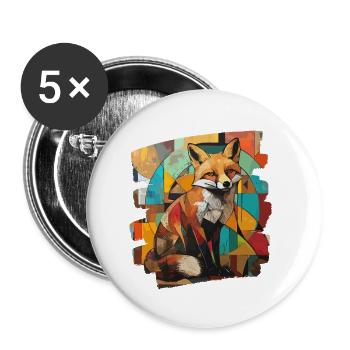 Renard - Lot de 5 petits badges (25 mm) - blanc - Devant