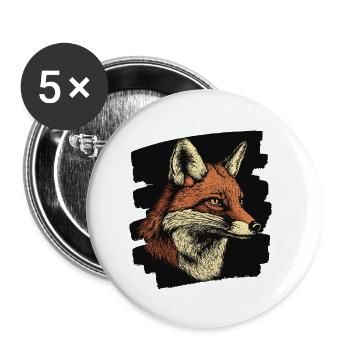 Renard - Lot de 5 petits badges (25 mm) - blanc - Devant