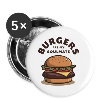 Burgers are my Soulmate Hamburger Fast Food - Buttons klein 25 mm (5er Pack) - Weiß - Vorne
