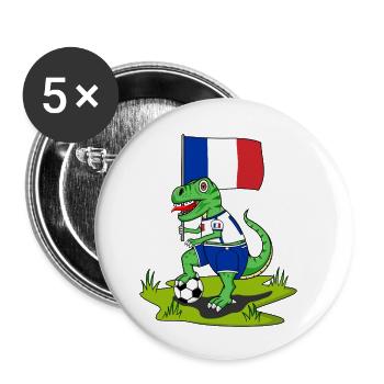 France Flag Dinosaur Rex Football - Buttons small 1''/25 mm (5-pack) - white - Front