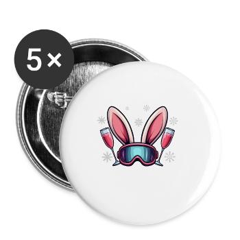 Offizieller Skihasen Betreuer - Buttons klein 25 mm (5er Pack) - Weiß - Vorne