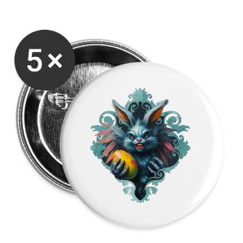 L’effrayant lapin de Pâques, - Lot de 5 petits badges (25 mm) - blanc - Devant