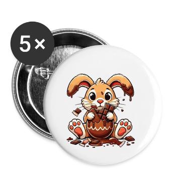 Osterhase Schokolade Genießen - Buttons klein 25 mm (5er Pack) - Weiß - Vorne