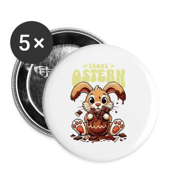 Osterhase Schokolade Genießen - Buttons klein 25 mm (5er Pack) - Weiß - Vorne