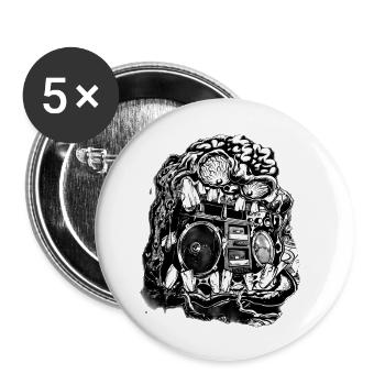 23tekno - Lot de 5 petits badges (25 mm) - blanc - Devant