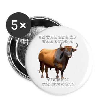 DANS L’ŒIL DU CYCLONE LE TAUREAU - Lot de 5 petits badges (25 mm) - blanc - Devant