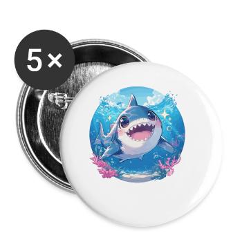Weiße Haie Weißer Hai - Buttons klein 25 mm (5er Pack) - Weiß - Vorne