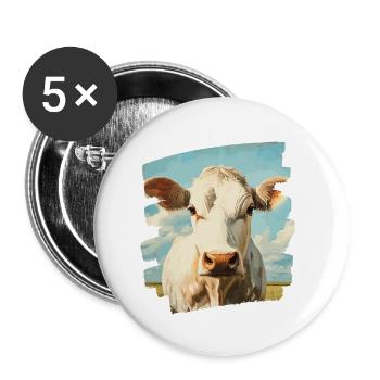 Éleveur de vaches - Lot de 5 petits badges (25 mm) - blanc - Devant