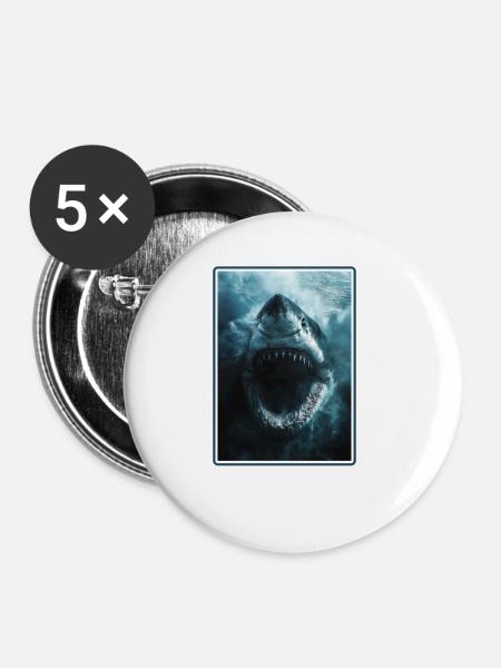 Weiße Haie Weißer Hai - Buttons klein 25 mm (5er Pack) - Weiß
