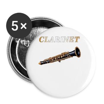 CLARINETTE - Lot de 5 petits badges (25 mm) - blanc - Devant