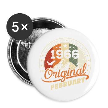 Né en Février 1966 Rétro Février 1966 Anniversaire - Lot de 5 petits badges (25 mm) - blanc - Devant