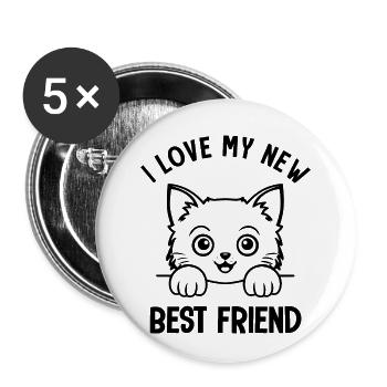 cadeau bébé naissance bébé amoureux des chats - Lot de 5 petits badges (25 mm) - blanc - Devant