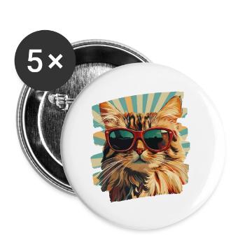 Maine Coon - Buttons small 1''/25 mm (5-pack) - white - Front