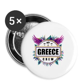 Grèce Équipage Tropical - Lot de 5 petits badges (25 mm) - blanc - Devant