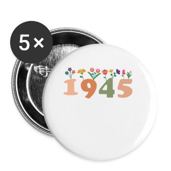 80 Années Vintage 1945 Anniversaire Femmes - Lot de 5 petits badges (25 mm) - blanc - Devant
