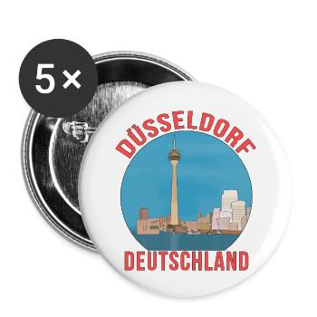 Düsseldorf, Deutschland - Buttons klein 25 mm (5er Pack) - Weiß - Vorne