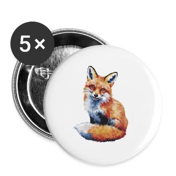Majestic fox in color splendor for fox - Buttons small 1''/25 mm (5-pack) - white - Front