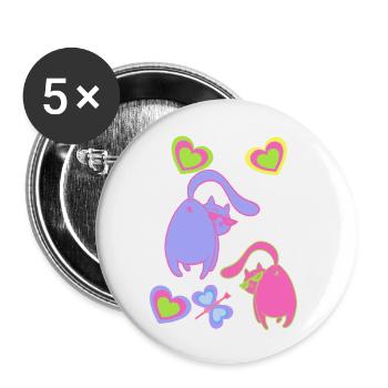 Valentin Chats Chat Coeur Coeurs Chers Partenaires - Lot de 5 petits badges (25 mm) - blanc - Devant