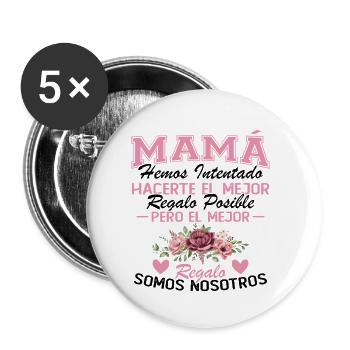 Mom but the best gift is us - Buttons small 1''/25 mm (5-pack) - white - Front
