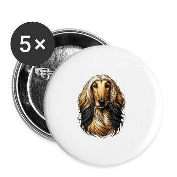 Hundegesicht - Afghanischer Windhund - Buttons klein 25 mm (5er Pack) - Weiß - Vorne