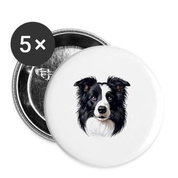 Hundegesicht - Border Collie - Buttons klein 25 mm (5er Pack) - Weiß - Vorne