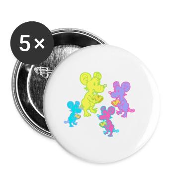 Souris Rétro Souris 80s 90s Vintage Enfants Enfant - Lot de 5 petits badges (25 mm) - blanc - Devant