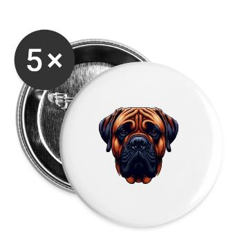 Hundegesicht - Bullmastiff - Buttons klein 25 mm (5er Pack) - Weiß - Vorne