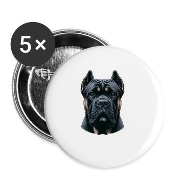 Hundegesicht - Cane Corso - Buttons klein 25 mm (5er Pack) - Weiß - Vorne