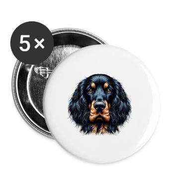 Hundegesicht - Gordon Setter - Buttons klein 25 mm (5er Pack) - Weiß - Vorne