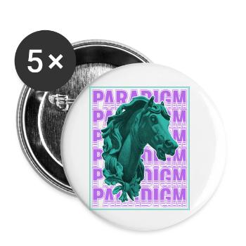 Neon-Pferdeskulptur im Retro-Futurismus - Buttons klein 25 mm (5er Pack) - Weiß - Vorne