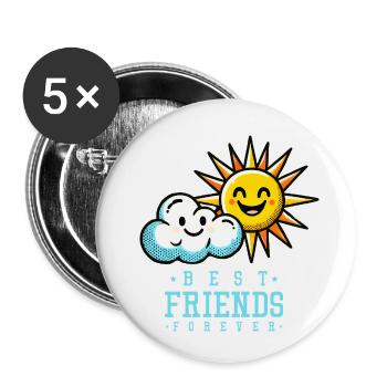 Cloud Sun Best Friends - Buttons small 1''/25 mm (5-pack) - white - Front