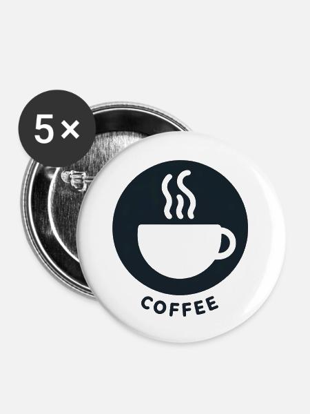 Kaffee Morgen Frühstück - Buttons klein 25 mm (5er Pack) - Weiß