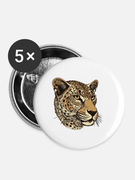Gepard Portrait - Buttons klein 25 mm (5er Pack) - Weiß