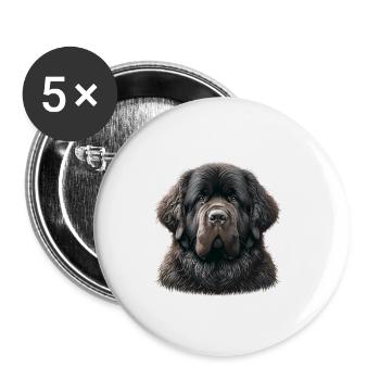 Hundegesicht - Neufundländer - Buttons klein 25 mm (5er Pack) - Weiß - Vorne