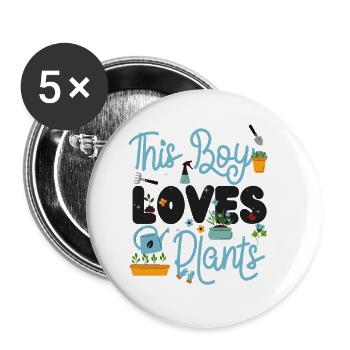 Plant Lover Gardening Boy This Boy - Buttons small 1''/25 mm (5-pack) - white - Front