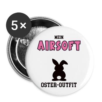 Airsoft Oster Outfit Ostergeschenk Airsoftspieler - Buttons klein 25 mm (5er Pack) - Weiß - Vorne