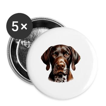 Hundegesicht - Deutsch Kurzhaar - Buttons klein 25 mm (5er Pack) - Weiß - Vorne