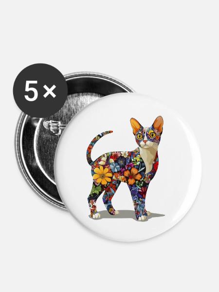 Devon Rex - Buttons klein 25 mm (5er Pack) - Weiß