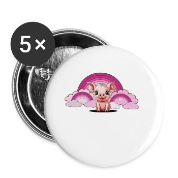 Porcelet arc-en-ciel Cochon Nuages célestes - Lot de 5 petits badges (25 mm) - blanc - Devant