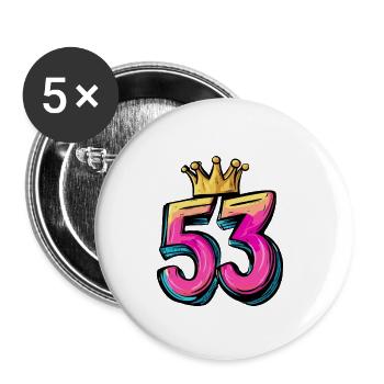 53 Zahl Krone - Buttons klein 25 mm (5er Pack) - Weiß - Vorne