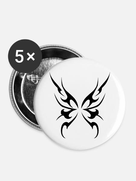 Neo-Stammes-Schmetterling - Buttons klein 25 mm (5er Pack) - Weiß