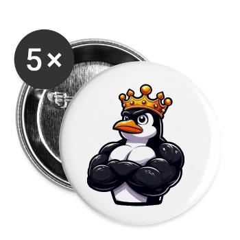 Muskulöser Pinguinkönig Fitness Workout - Buttons klein 25 mm (5er Pack) - Weiß - Vorne
