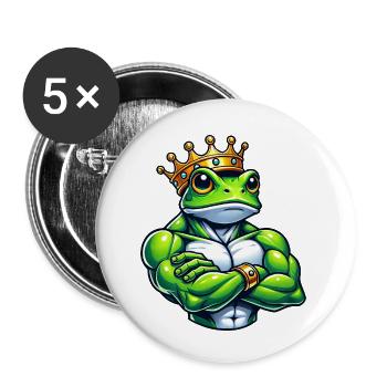 Muscular Frog Prince Entraînement de remise en forme - Lot de 5 petits badges (25 mm) - blanc - Devant