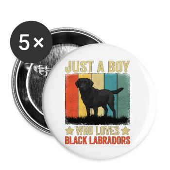 Just A Boy Who Loves Black Labradors - Buttons klein 25 mm (5er Pack) - Weiß - Vorne