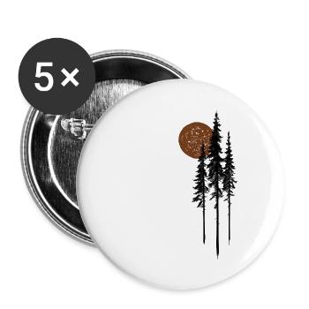 Tannen Sonne Wald Natur Minimalistisch Geschenk - Buttons klein 25 mm (5er Pack) - Weiß - Vorne