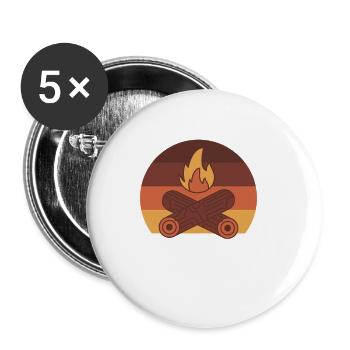 Camping Feu de camp Camper - Lot de 5 petits badges (25 mm) - blanc - Devant