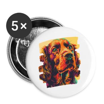 Cocker Spaniel - Lot de 5 petits badges (25 mm) - blanc - Devant