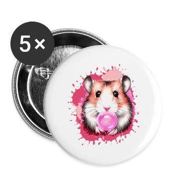Hamster, graffiti, illustration, chewing-gum, bulle - Lot de 5 petits badges (25 mm) - blanc - Devant
