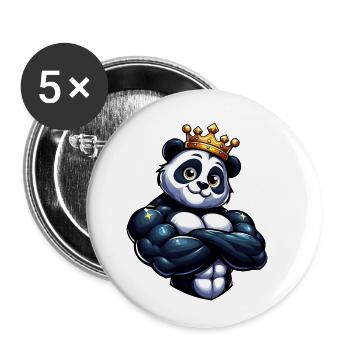 Entraînement de remise en forme Muscle Panda King - Lot de 5 petits badges (25 mm) - blanc - Devant